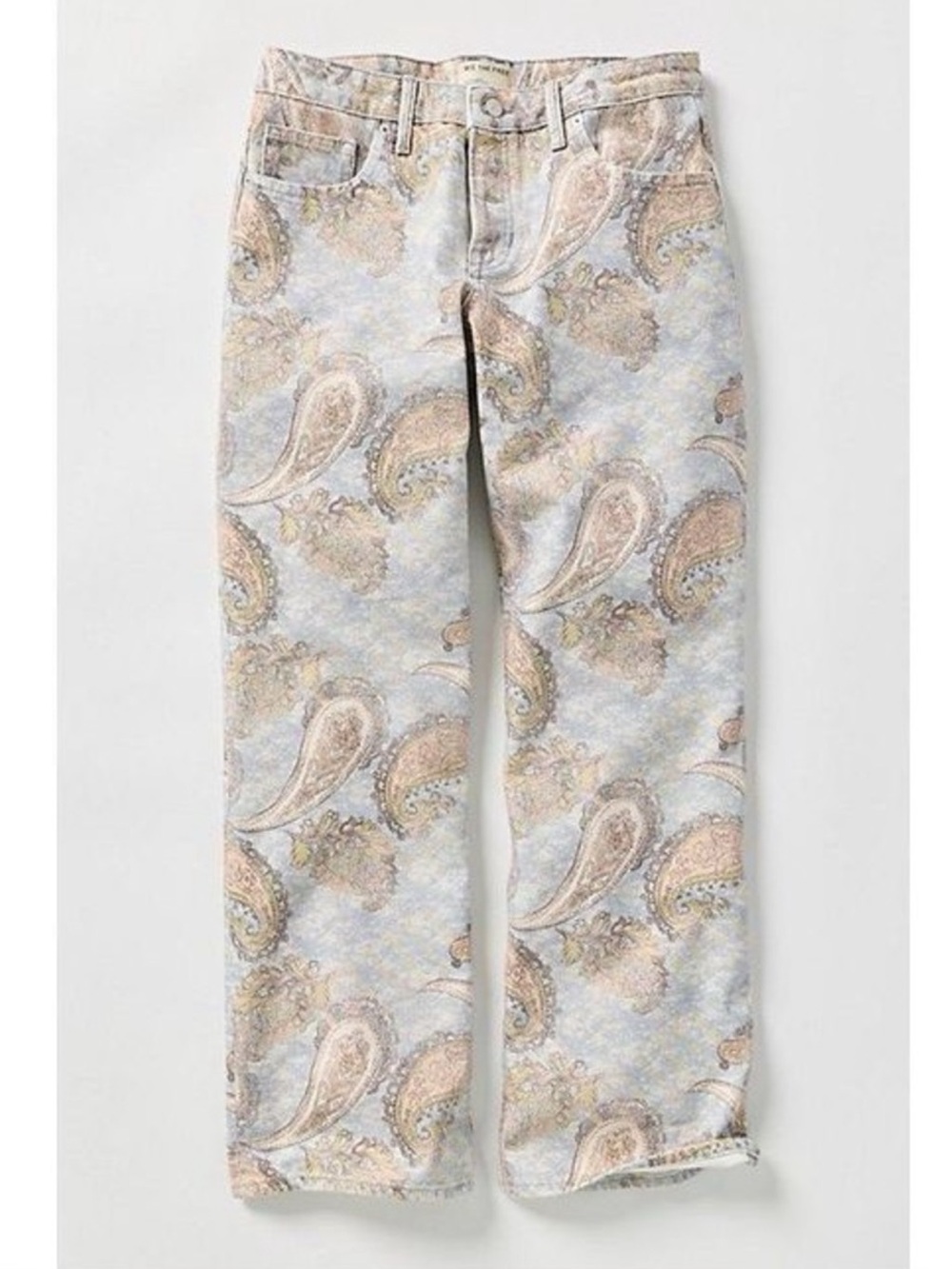 Free People We The Free Tennessee Low Rise Paisley Jeans Limestone Blue NWT - Picture 2 of 13